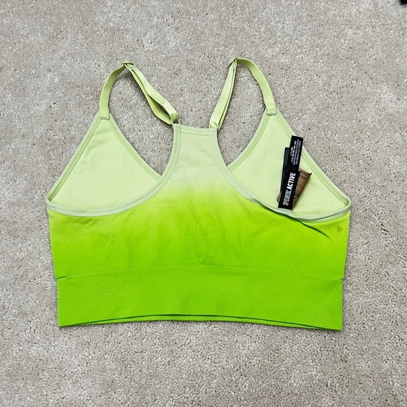 NWT Victoria’s Secret PINK Green Ombré Ribbed Seamless Lined Sports Bra Large L - Picture 4 of 6